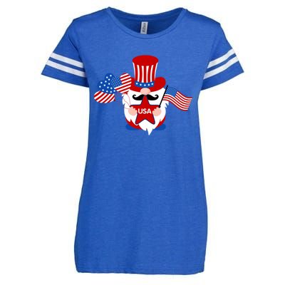 Patriotic Gnome American Flag Usa 4th Of July Cute Gnome Cute Gift Enza Ladies Jersey Football T-Shirt