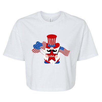 Patriotic Gnome American Flag Usa 4th Of July Cute Gnome Cute Gift Bella+Canvas Jersey Crop Tee