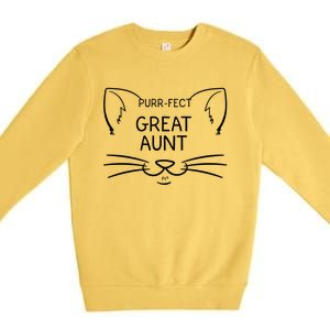 Purrgiftfect Great Aunt Funny Cat Lover Greatauntie Kitty Owner Cool Gift Premium Crewneck Sweatshirt