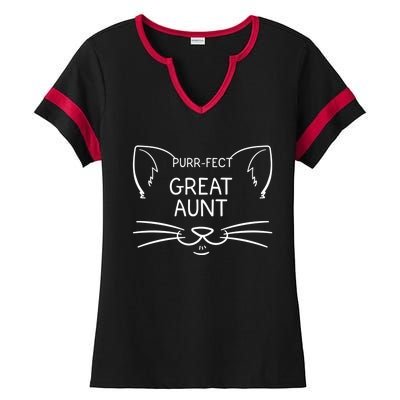 Purrgiftfect Great Aunt Funny Cat Lover Greatauntie Kitty Owner Cool Gift Ladies Halftime Notch Neck Tee