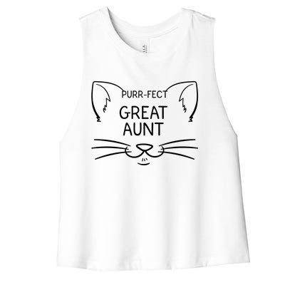 Purrgiftfect Great Aunt Funny Cat Lover Greatauntie Kitty Owner Cool Gift Women's Racerback Cropped Tank