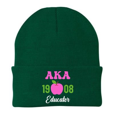 Pink Green AKA Educator Black History Month Teacher Squad Knit Cap Winter Beanie