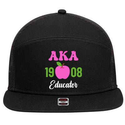 Pink Green AKA Educator Black History Month Teacher Squad 7 Panel Mesh Trucker Snapback Hat