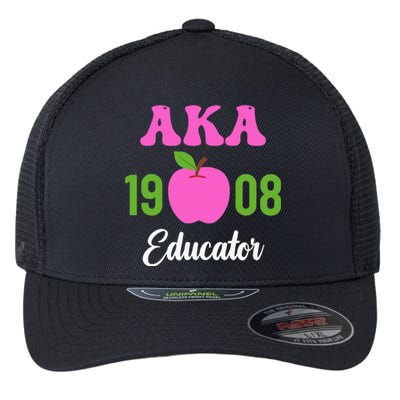 Pink Green AKA Educator Black History Month Teacher Squad Flexfit Unipanel Trucker Cap