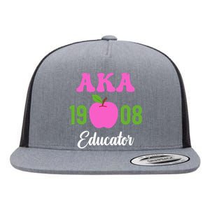 Pink Green AKA Educator Black History Month Teacher Squad Flat Bill Trucker Hat