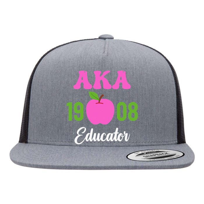 Pink Green AKA Educator Black History Month Teacher Squad Flat Bill Trucker Hat