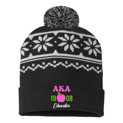 Pink Green AKA Educator Black History Month Teacher Squad USA-Made Snowflake Beanie