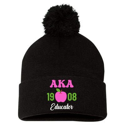 Pink Green AKA Educator Black History Month Teacher Squad Pom Pom 12in Knit Beanie