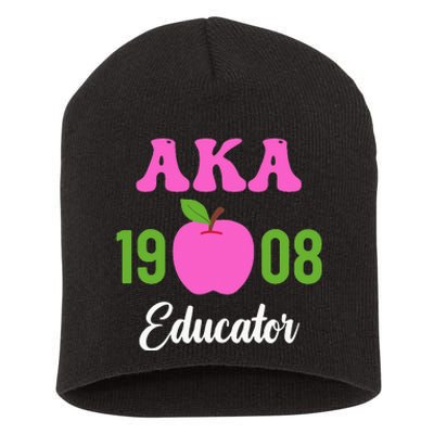 Pink Green AKA Educator Black History Month Teacher Squad Short Acrylic Beanie