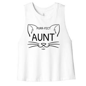 Purrcool Giftfect Aunt Cat Owner Kitty Best Aunties Whiskers Gift Women's Racerback Cropped Tank