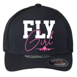 Pilot Girl Airplane Aviation Flexfit Unipanel Trucker Cap