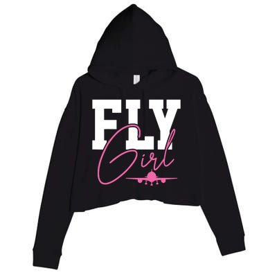 Pilot Girl Airplane Aviation Crop Fleece Hoodie