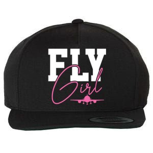 Pilot Girl Airplane Aviation Wool Snapback Cap