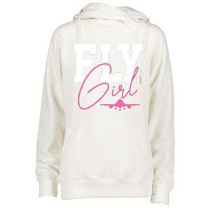 Pilot Girl Airplane Aviation Womens Funnel Neck Pullover Hood