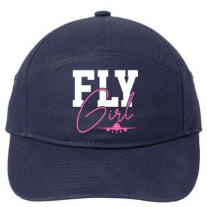 Pilot Girl Airplane Aviation 7-Panel Snapback Hat