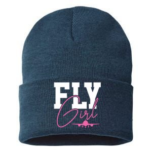 Pilot Girl Airplane Aviation Sustainable Knit Beanie