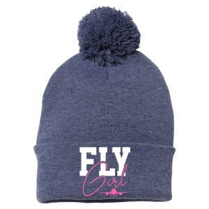 Pilot Girl Airplane Aviation Pom Pom 12in Knit Beanie