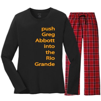 Push Greg Abbott Into The Rio Grande Women's Long Sleeve Flannel Pajama Set 