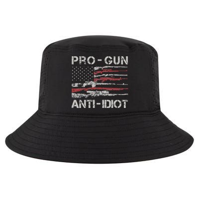 Pro Gun Anti Idiot Vintage USA Flag 2nd Amendment Cool Comfort Performance Bucket Hat