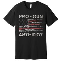 Pro Gun Anti Idiot Vintage USA Flag 2nd Amendment Premium T-Shirt