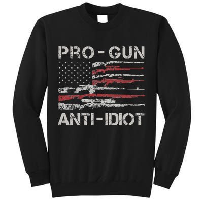 Pro Gun Anti Idiot Vintage USA Flag 2nd Amendment Tall Sweatshirt