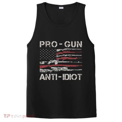 Pro Gun Anti Idiot Vintage USA Flag 2nd Amendment PosiCharge Competitor Tank