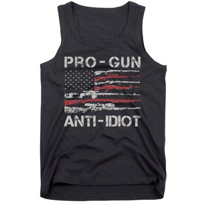 Pro Gun Anti Idiot Vintage USA Flag 2nd Amendment Tank Top