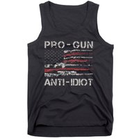 Pro Gun Anti Idiot Vintage USA Flag 2nd Amendment Tank Top