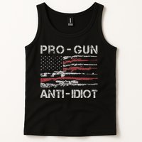 Pro Gun Anti Idiot Vintage USA Flag 2nd Amendment Tank Top