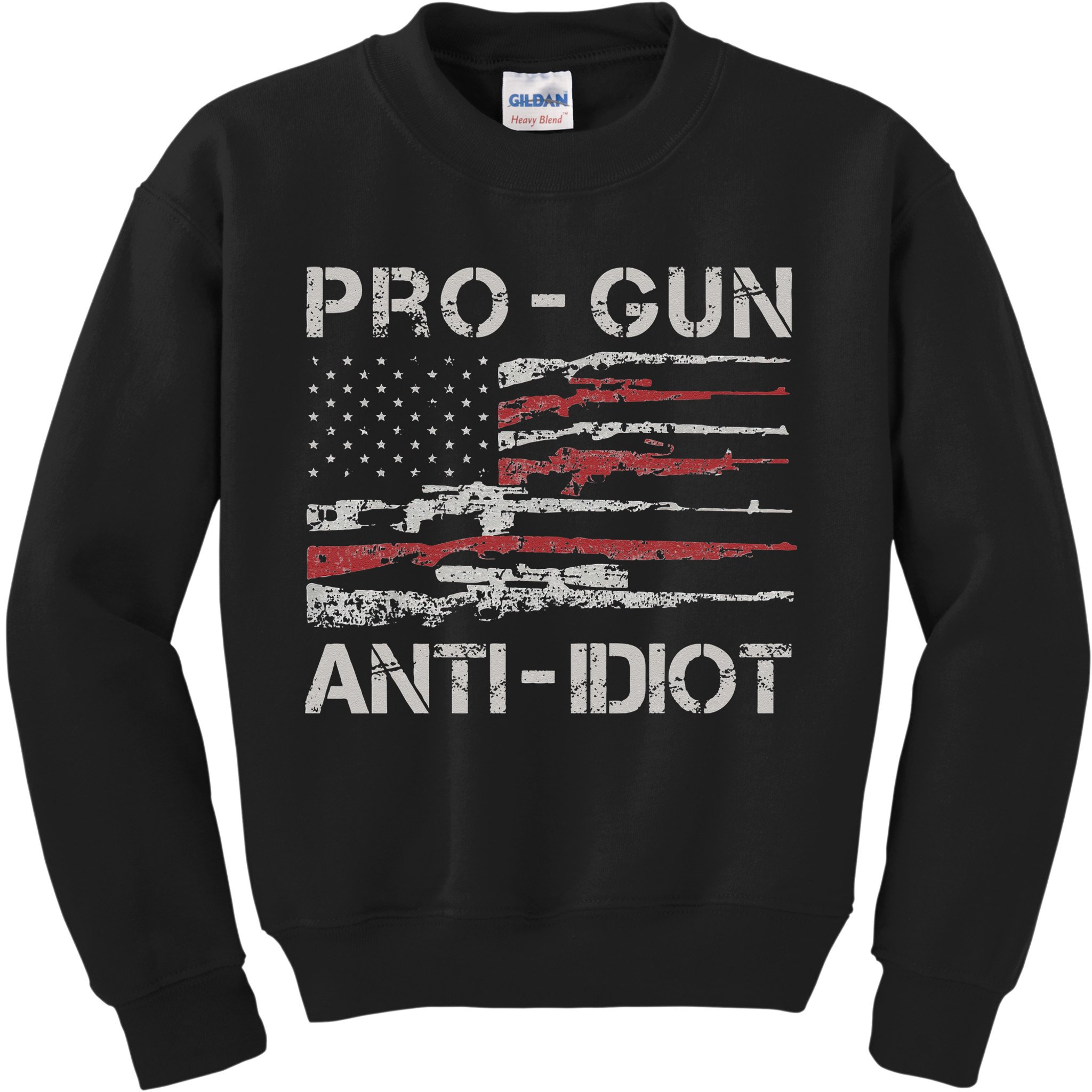 Pro Gun Anti Idiot Vintage USA Flag 2nd Amendment Kids Sweatshirt