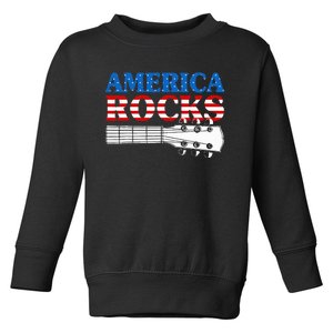 Patriotic Guitar American Flag 4th Of July Toddler Sweatshirt