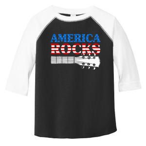 Patriotic Guitar American Flag 4th Of July Toddler Fine Jersey T-Shirt