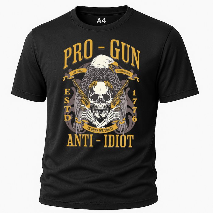 Pro Gun Anti Idiot Fathers Day Gun Lover Cooling Performance Crew T-Shirt