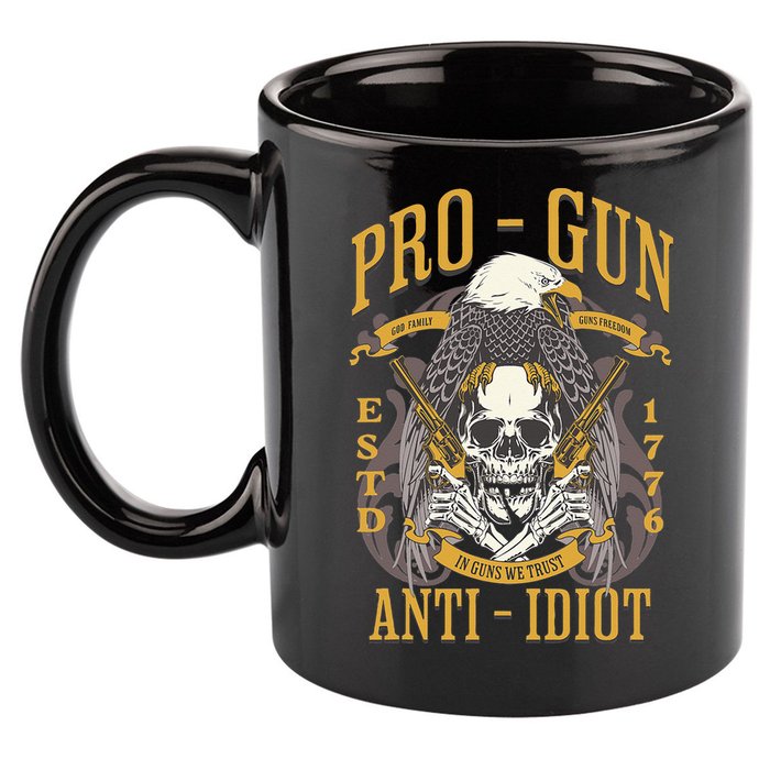 Pro Gun Anti Idiot Fathers Day Gun Lover 11oz C Handle Ceramic Mug