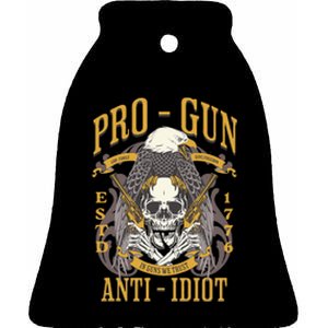 Pro Gun Anti Idiot Fathers Day Gun Lover Ceramic Bell Ornament