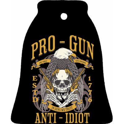 Pro Gun Anti Idiot Fathers Day Gun Lover Ceramic Bell Ornament