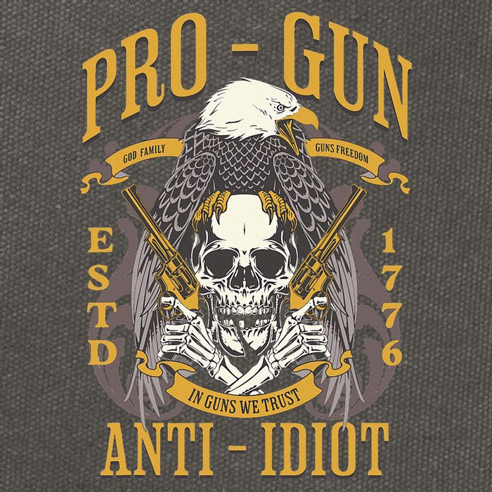 Pro Gun Anti Idiot Fathers Day Gun Lover Cotton Canvas Backpack