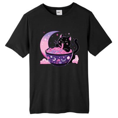 Pastel Goth Aesthetic Kawaii Cat Eating Ramen Noodles Tall Fusion ChromaSoft Performance T-Shirt