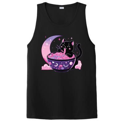 Pastel Goth Aesthetic Kawaii Cat Eating Ramen Noodles PosiCharge Competitor Tank