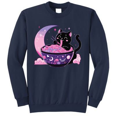 Pastel Goth Aesthetic Kawaii Cat Eating Ramen Noodles Sweatshirt