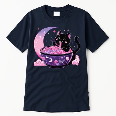 Pastel Goth Aesthetic Kawaii Cat Eating Ramen Noodles Tall T-Shirt