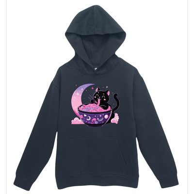 Pastel Goth Aesthetic Kawaii Cat Eating Ramen Noodles Urban Pullover Hoodie