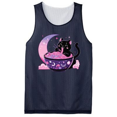 Pastel Goth Aesthetic Kawaii Cat Eating Ramen Noodles Mesh Reversible Basketball Jersey Tank