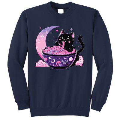 Pastel Goth Aesthetic Kawaii Cat Eating Ramen Noodles Tall Sweatshirt