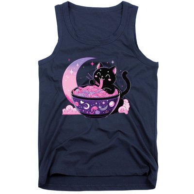 Pastel Goth Aesthetic Kawaii Cat Eating Ramen Noodles Tank Top