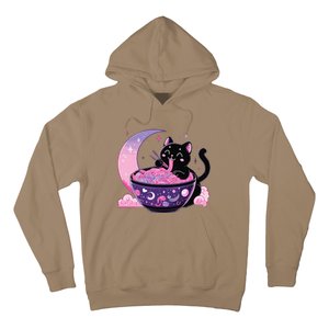 Pastel Goth Aesthetic Kawaii Cat Eating Ramen Noodles Hoodie