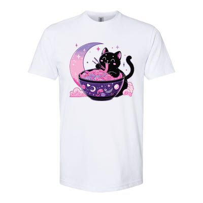 Pastel Goth Aesthetic Kawaii Cat Eating Ramen Noodles Softstyle CVC T-Shirt