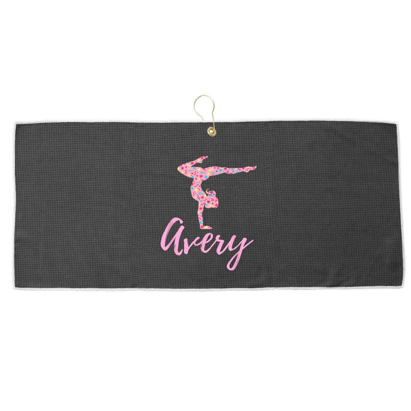 Personalized Gymnastics Avery Name Gymnast Large Microfiber Waffle Golf Towel