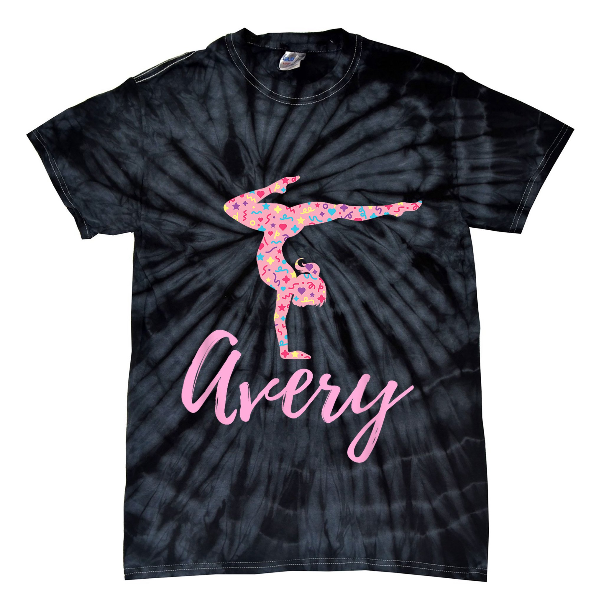 Personalized Gymnastics Avery Name Gymnast Tie-Dye T-Shirt