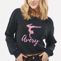 Personalized Gymnastics Avery Name Gymnast Cropped Pullover Crew